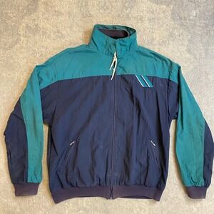 Vintage Brooks Brothers Jacket Mens Large Navy Teal Colorblock Windbreaker 6003